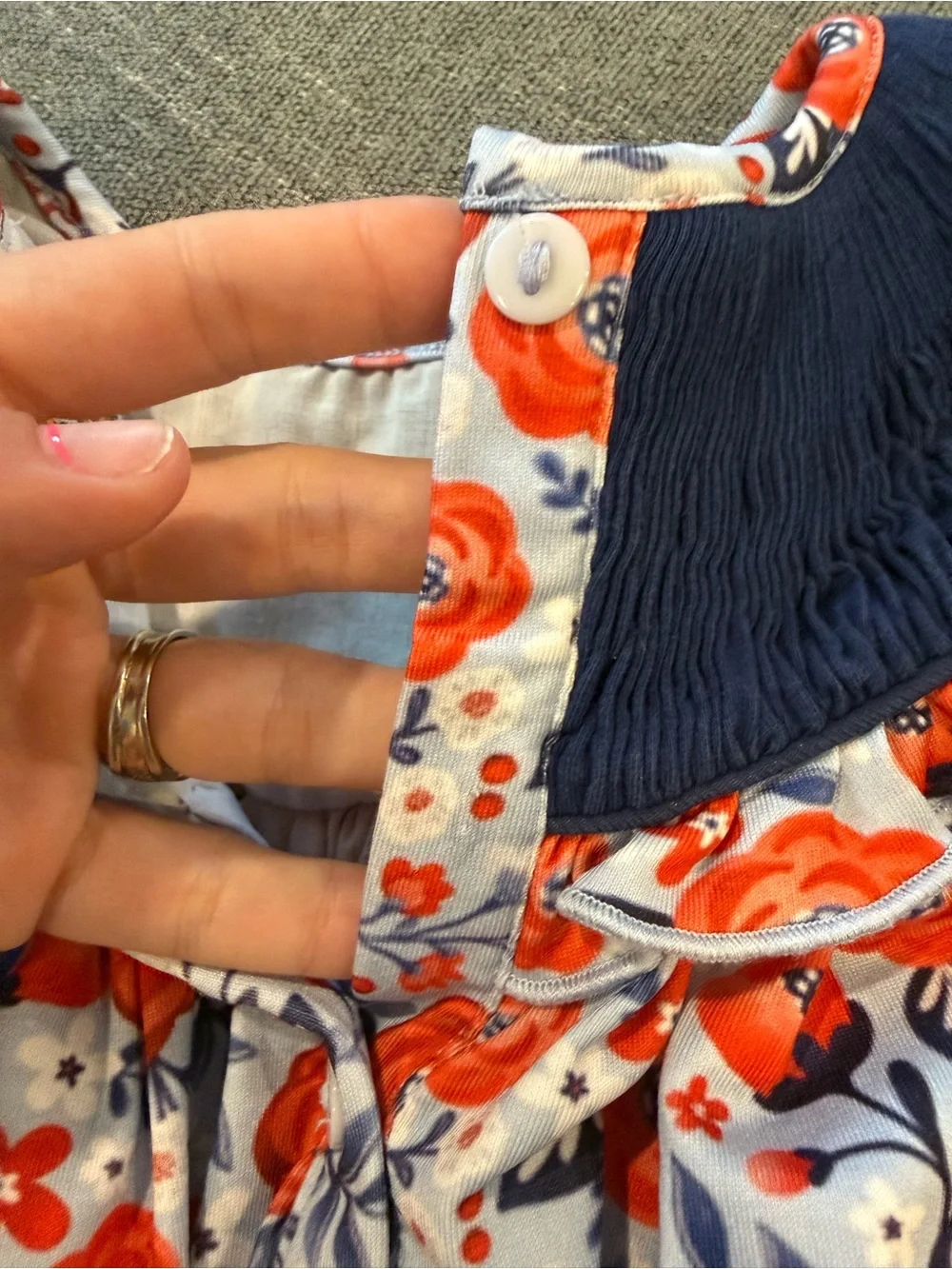 Smocked 'SHELBY' Floral Tank & Navy Bloomers Set